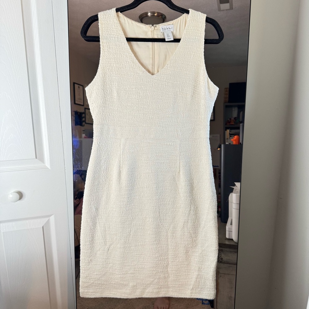 Nicole Miller Cream Textured Midi Dress
